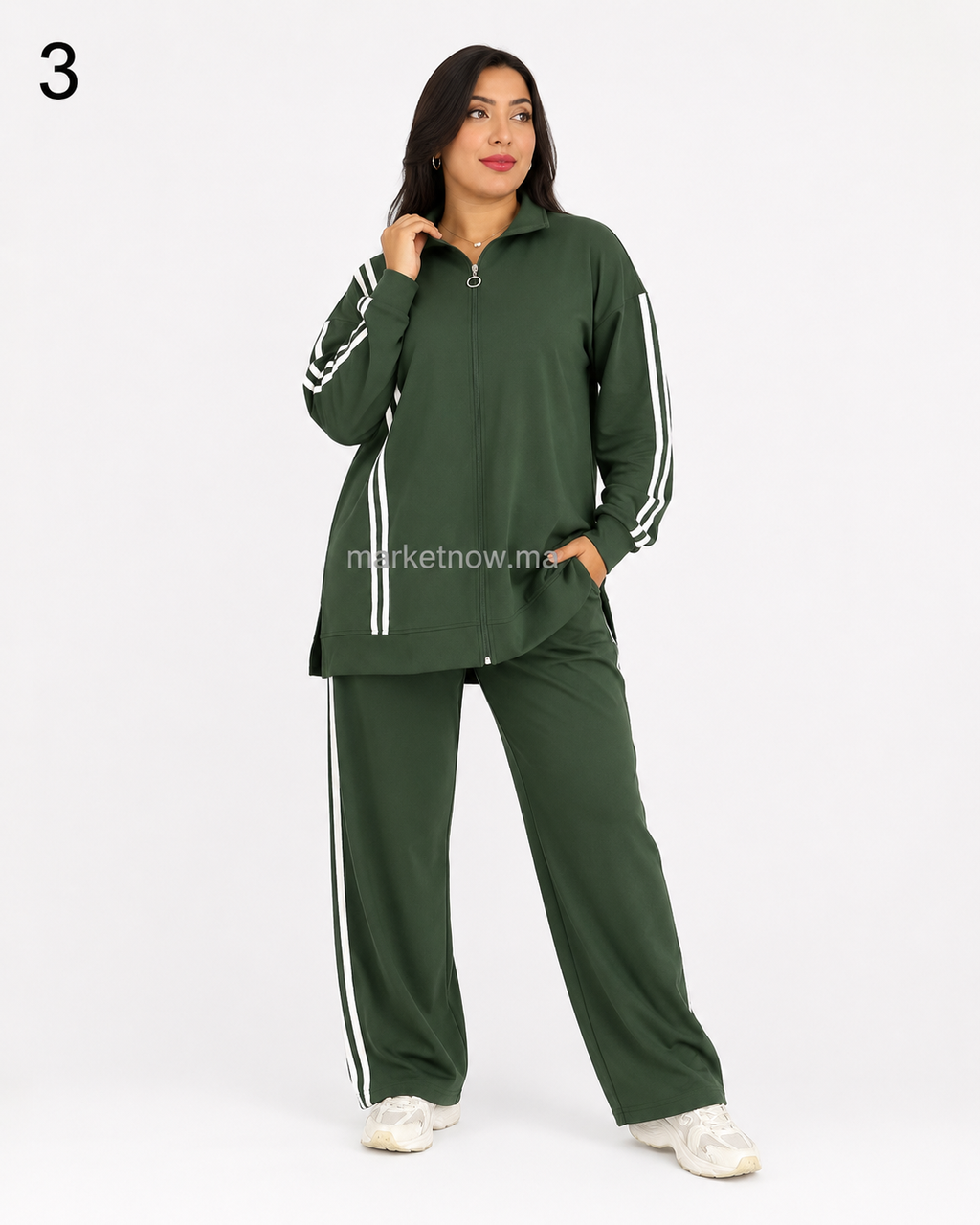 Ensemble femme Montoni 2 bandes – Veste longue zippée et pantalon