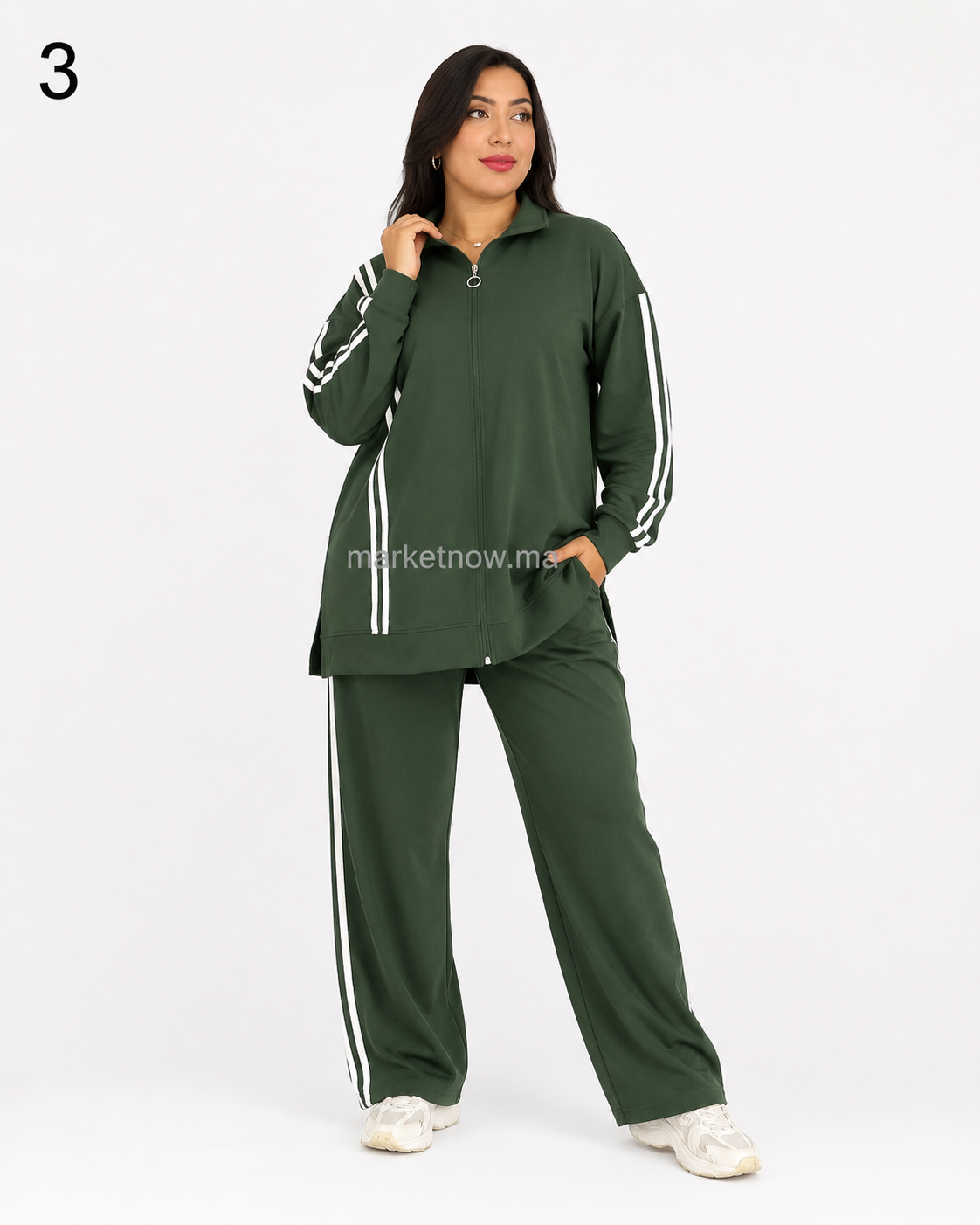 Ensemble femme Montoni 2 bandes – Veste longue zippée et pantalon
