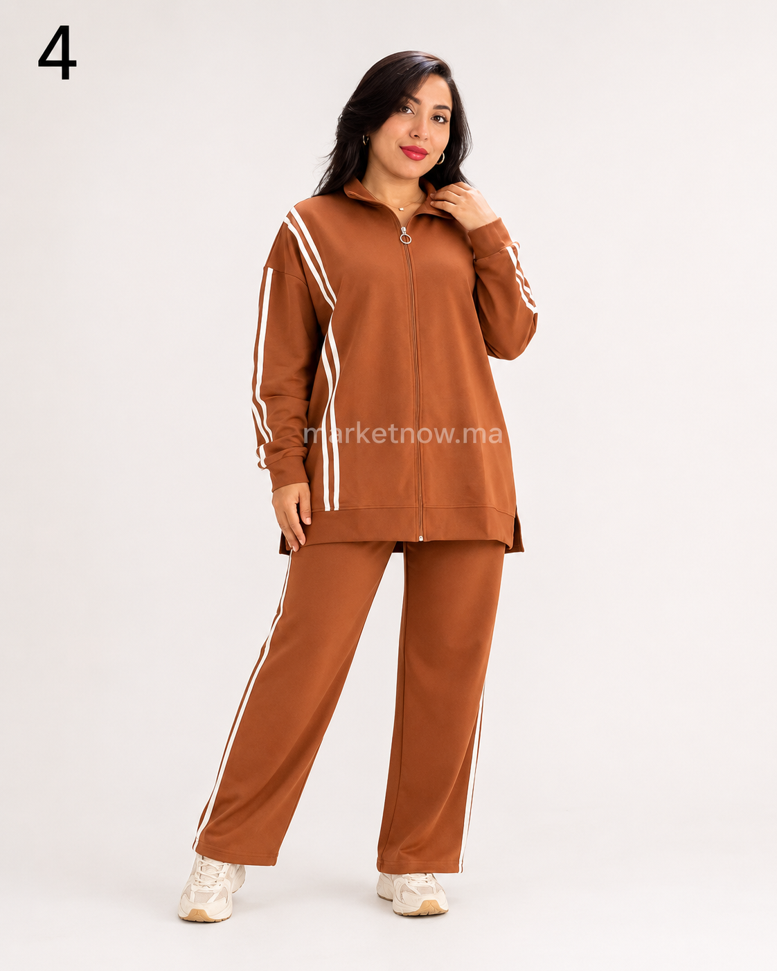 Ensemble femme Montoni 2 bandes – Veste longue zippée et pantalon