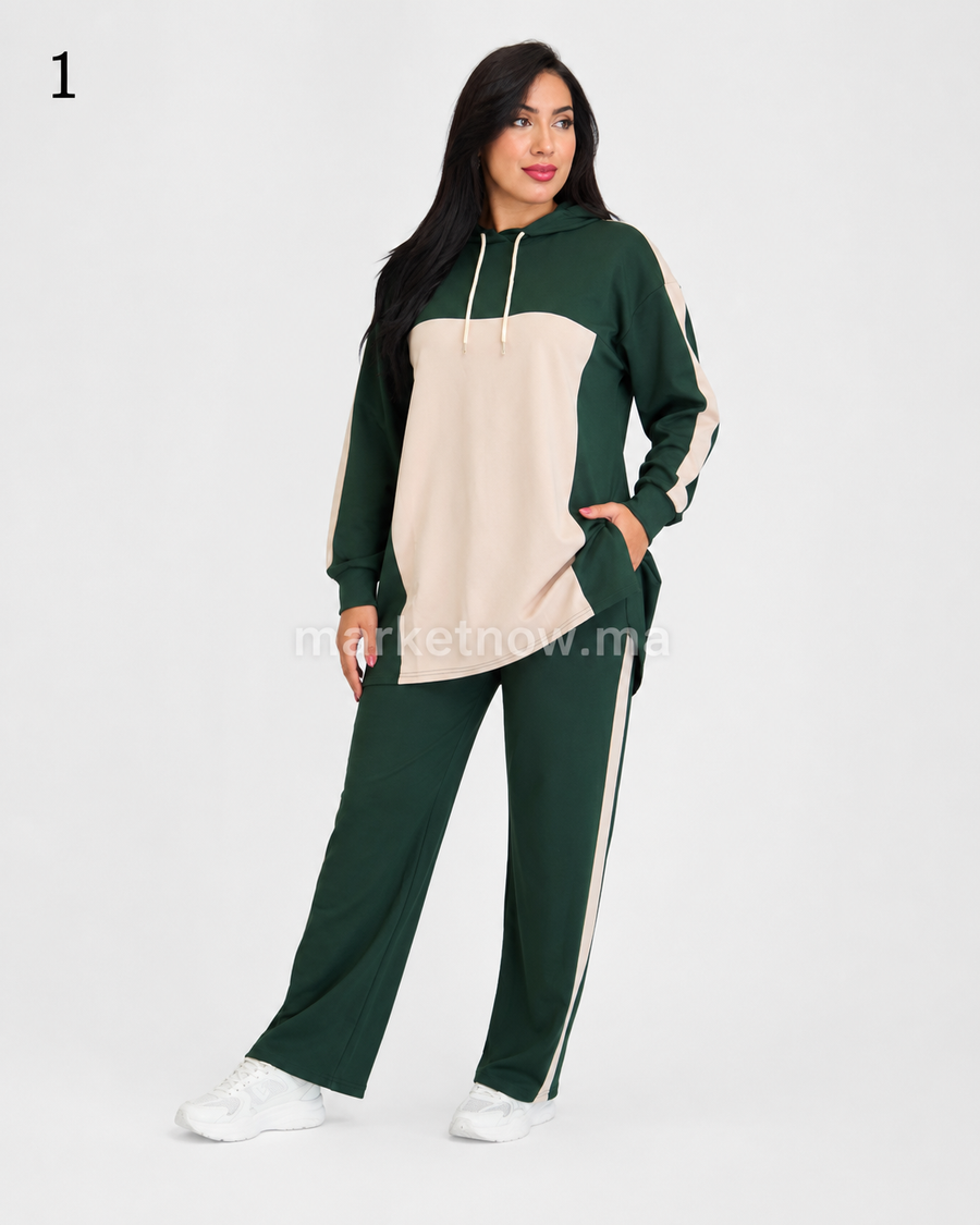 Ensemble femme 2 pièces en tissu Montoni – Tunique à capuche & pantalon