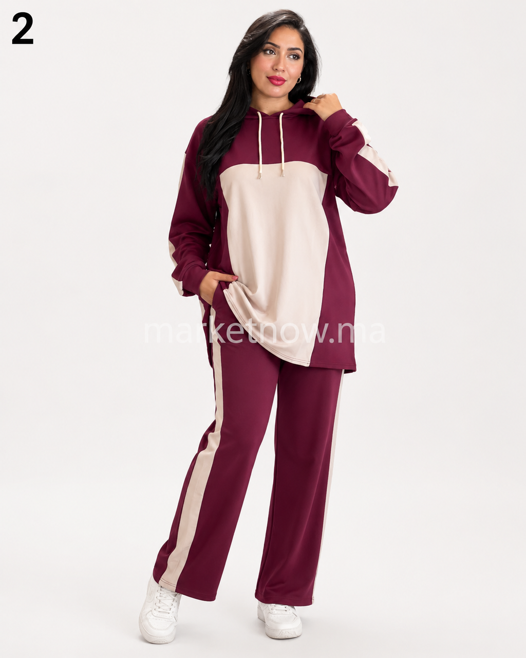 Ensemble femme 2 pièces en tissu Montoni – Tunique à capuche & pantalon