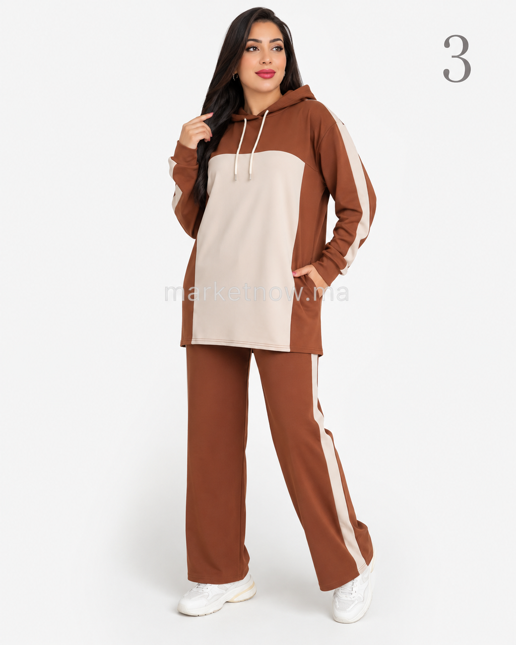 Ensemble femme 2 pièces en tissu Montoni – Tunique à capuche & pantalon