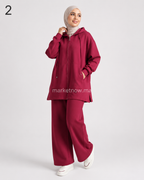 Ensemble Femme 2 Pièces Sport Chic – Veste Longue à Capuche & Pantalon Large