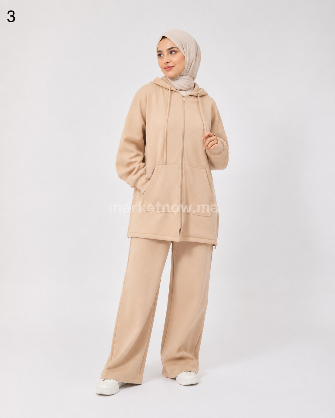 Ensemble Femme 2 Pièces Sport Chic – Veste Longue à Capuche & Pantalon Large