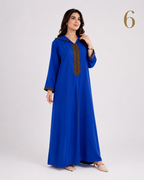 Djellaba Femme Évasée en Crêpe Premium – Broderie Marocaine Élégante au Niveau de la Poitrine et des Manches | Tailles L, XL, XXL