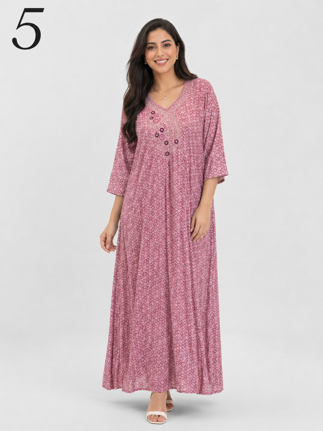 Makhwar Satiné Femme 3/4 avec Broderie et Perles – Caftan Marocain Élégant | Tailles L, XL, XXL