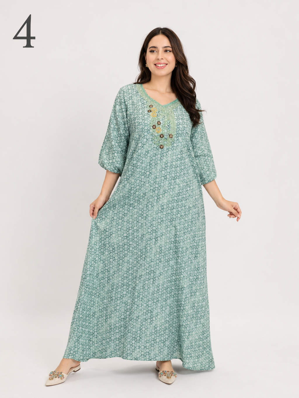 Makhwar Satiné Femme 3/4 avec Broderie et Perles – Caftan Marocain Élégant | Tailles L, XL, XXL