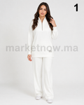 Ensemble Femme 2 Pièces en Montoni – Tunique Zippée & Pantalon Large