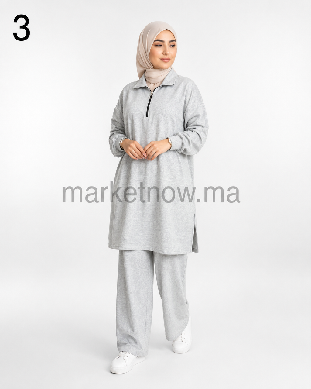 Ensemble Survêtement Femme 2 Pièces en Montoni Turc – Tunique Longue & Pantalon Large