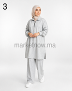 Ensemble Survêtement Femme 2 Pièces en Montoni Turc – Tunique Longue & Pantalon Large