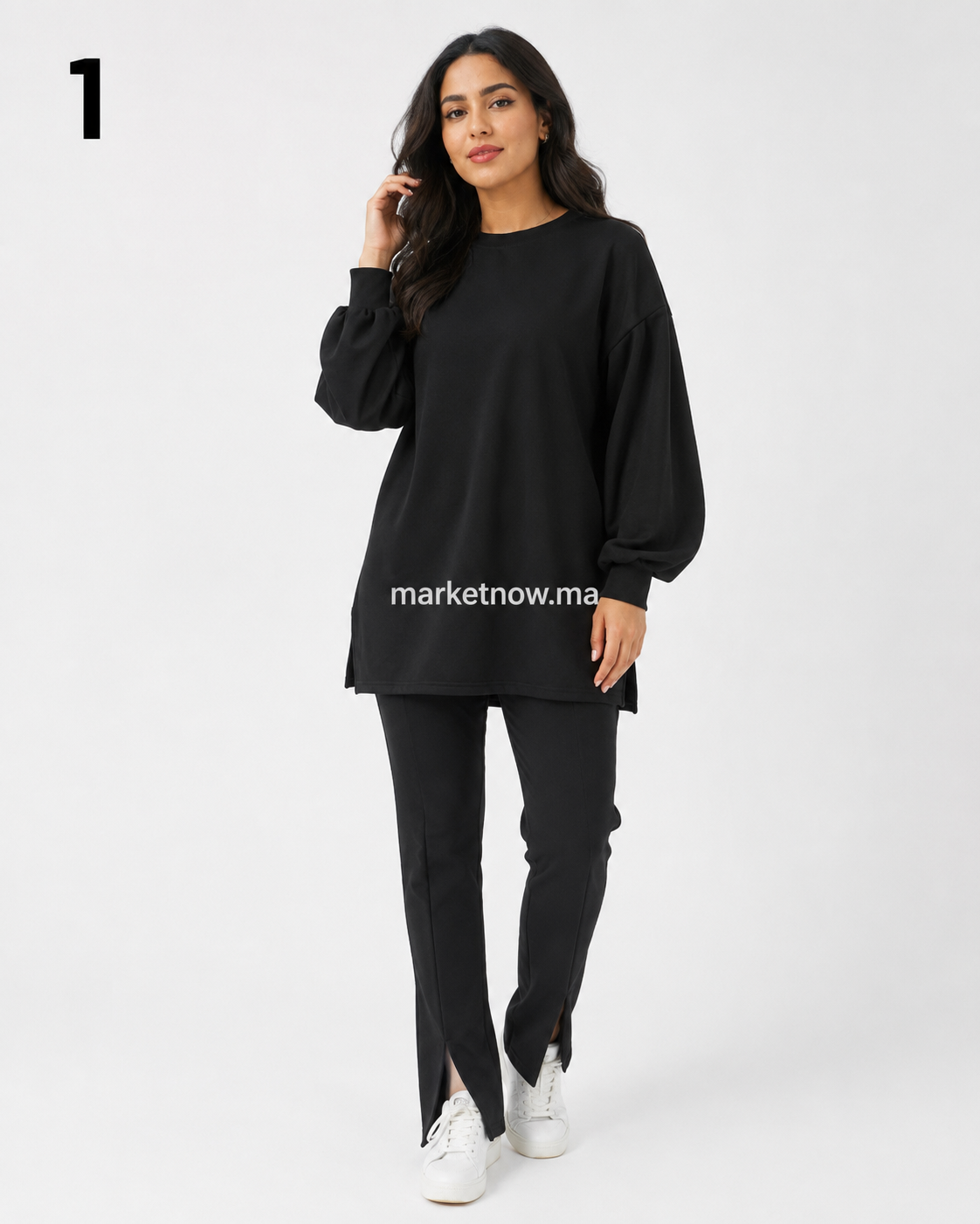 Ensemble femme en Montoni Lycra – Top long et pantalon
