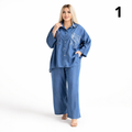 Ensemble Femme Oversize Denim Tencel Premium avec Poches Design – Tenue Moderne Confort & Élégance | اونصومبل نسائي جينز طونسيل واسع بجيوب عصرية جودة عالية