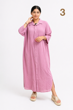 Robe Chemise Longue Femme Oversize en Crêpe Premium – Qamis Moderne Chic | Tailles L à 3XL