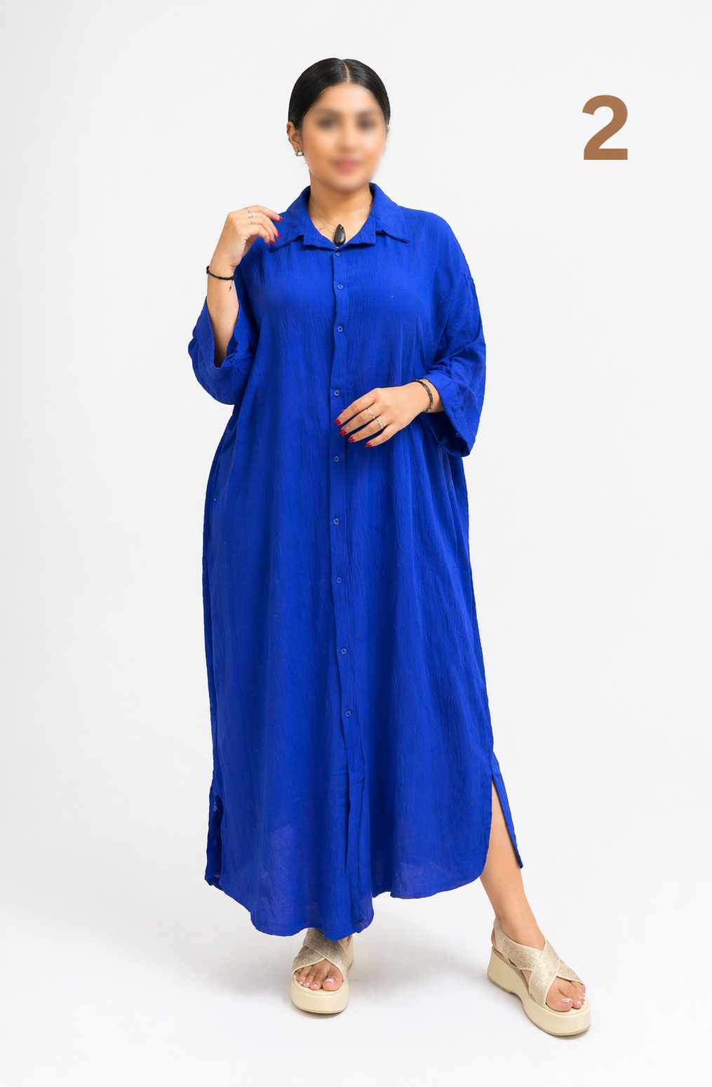 Robe Chemise Longue Femme Oversize en Crêpe Premium – Qamis Moderne Chic | Tailles L à 3XL