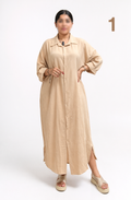 Robe Chemise Longue Femme Oversize en Crêpe Premium – Qamis Moderne Chic | Tailles L à 3XL