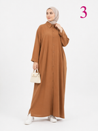 Robe Longue Femme Modeste – Chemise Oversize en Crêpe Premium Froissé | Abaya Moderne Élégante Taille Standard (L à 3XL)