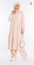 Ensemble Femme 2 Pièces Crêpe Premium – Longue Chemise + Pantalon Oversize – Modèle Moderne Hijab & Casual – Qualité Supérieure