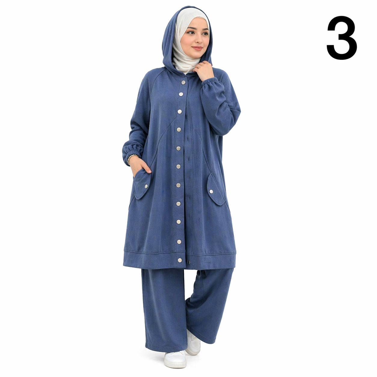 Ensemble Femme 2 Pièces Velours Premium – Tenue Modeste Chic avec Capuche – Qualité Supérieure (M à XXXL) – Noir, Bleu Jean, Rose Poudré, Beige, Vert Clair