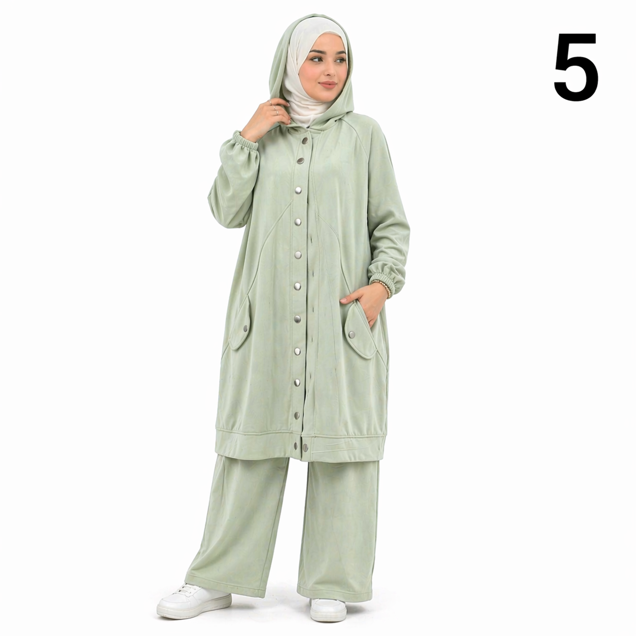 Ensemble Femme 2 Pièces Velours Premium – Tenue Modeste Chic avec Capuche – Qualité Supérieure (M à XXXL) – Noir, Bleu Jean, Rose Poudré, Beige, Vert Clair