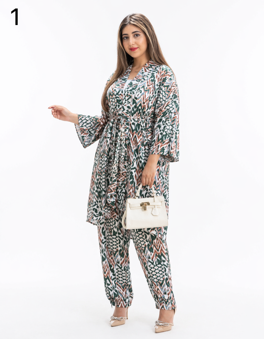 Ensemble Femme 2 Pièces Chic – Kimono & Pantalon Large Élégant | Tenue Moderne Qualité Export (L à 3XL) | انصومبل نسائي فاخر قطعتين كيمونو وسروال واسع