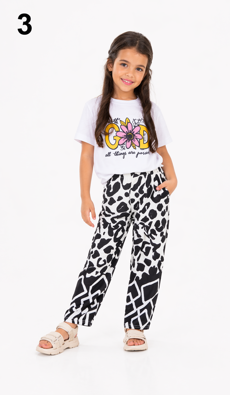 Ensemble Fille 3 Pièces Tendance 2026 – Pantalon + T-shirt + Kimono Léger | Tenue Enfant Chic et Confortable