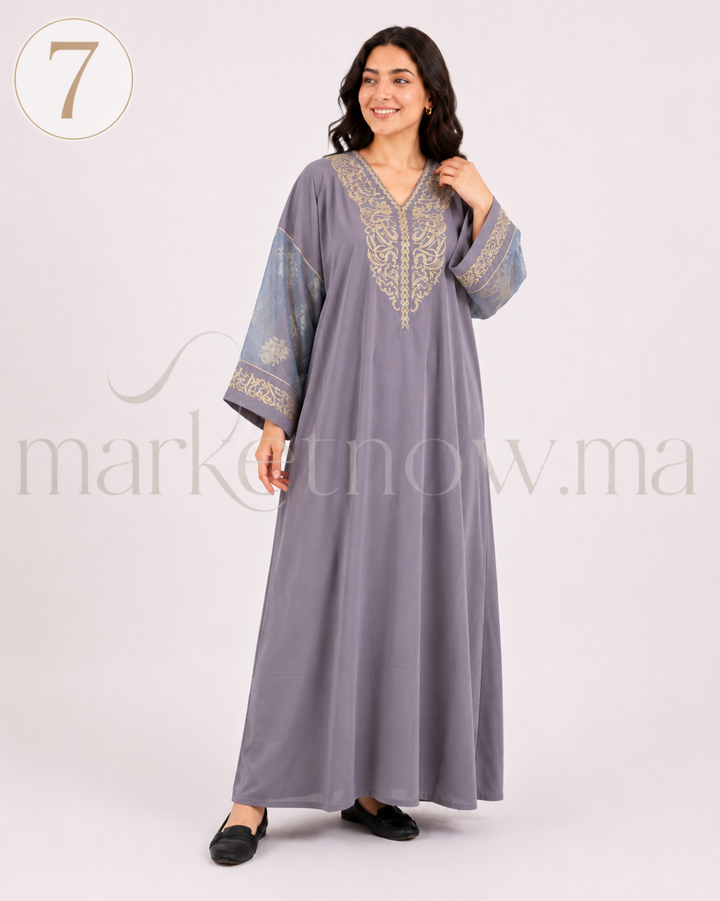 Caftan Marocain Femme en Crêpe Rosa avec Manches Tlija – Broderie Élégante | Tailles XL, XXL, 3XL