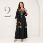 Robe Caftan Femme en Satin Premium avec Broderie et Ceinture – قميص مطروز أنيق | Tailles L, XL, XXL