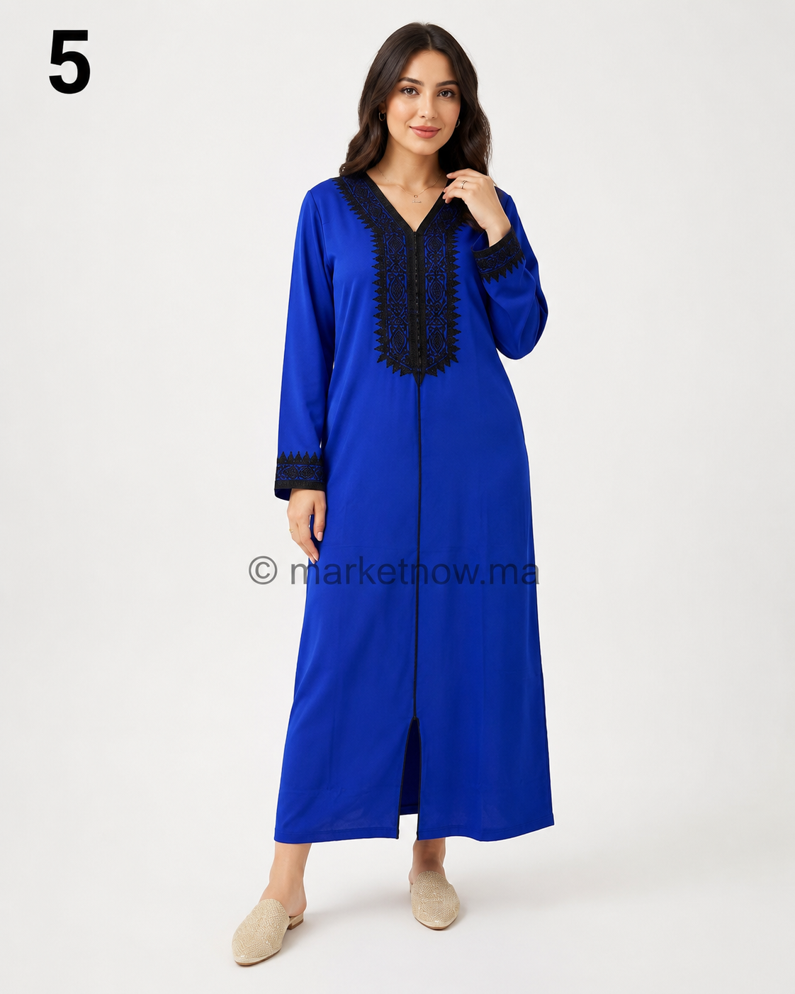قميص مغربي مطروز 4 ألوان بالعقاد – ثوب روزة ممتاز | Tailles L, XL, XXL