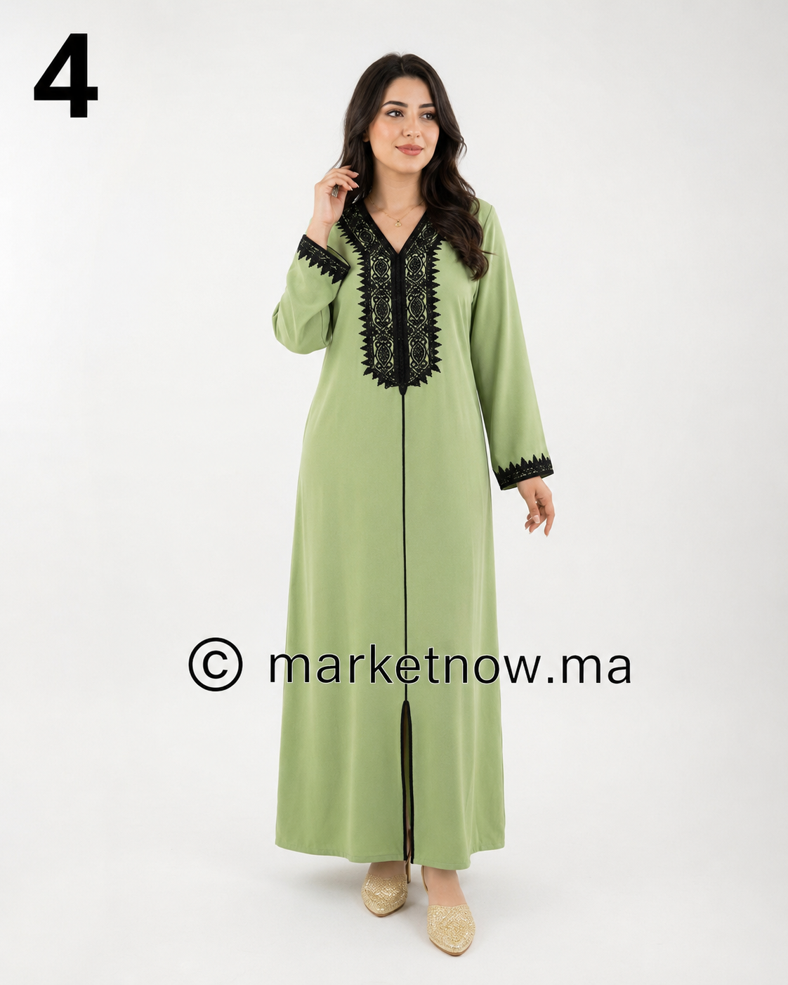 قميص مغربي مطروز 4 ألوان بالعقاد – ثوب روزة ممتاز | Tailles L, XL, XXL