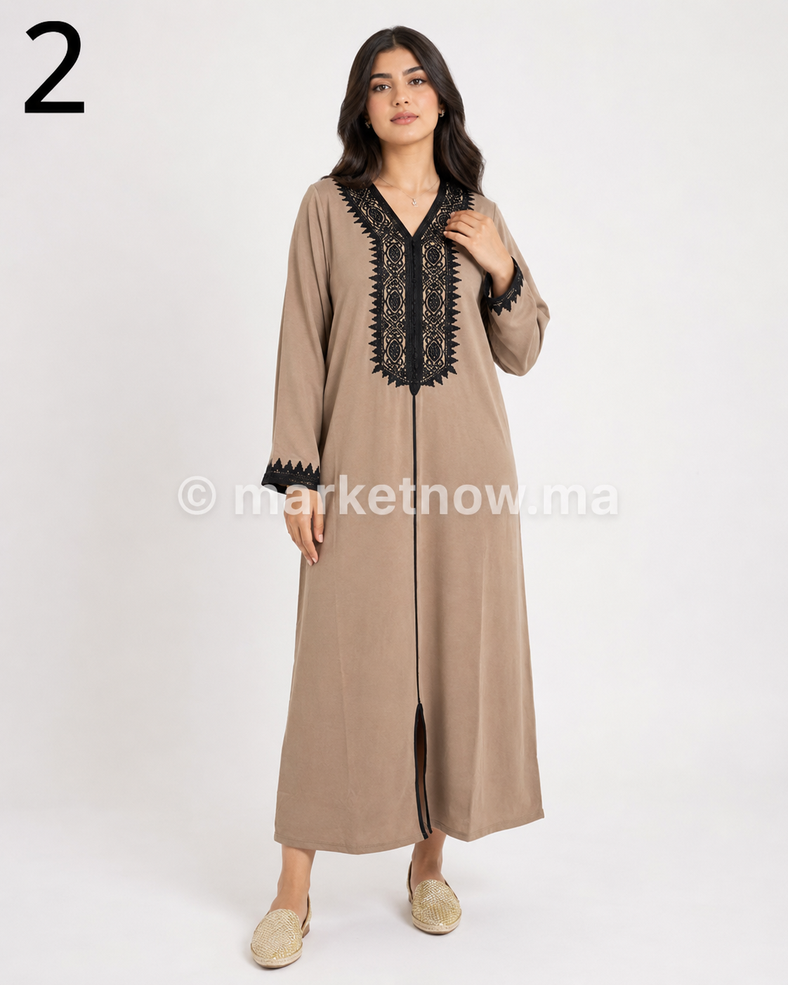 قميص مغربي مطروز 4 ألوان بالعقاد – ثوب روزة ممتاز | Tailles L, XL, XXL