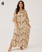 Kandoura Femme Satinée avec Broderie Élégante – Robe Marocaine Chic en Tissu Khit | Tailles L, XL, XXL