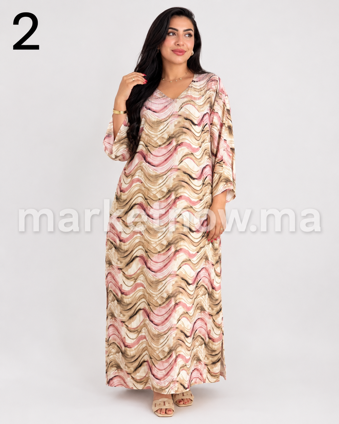 Kandoura Femme Satinée avec Broderie Élégante – Robe Marocaine Chic en Tissu Khit | Tailles L, XL, XXL