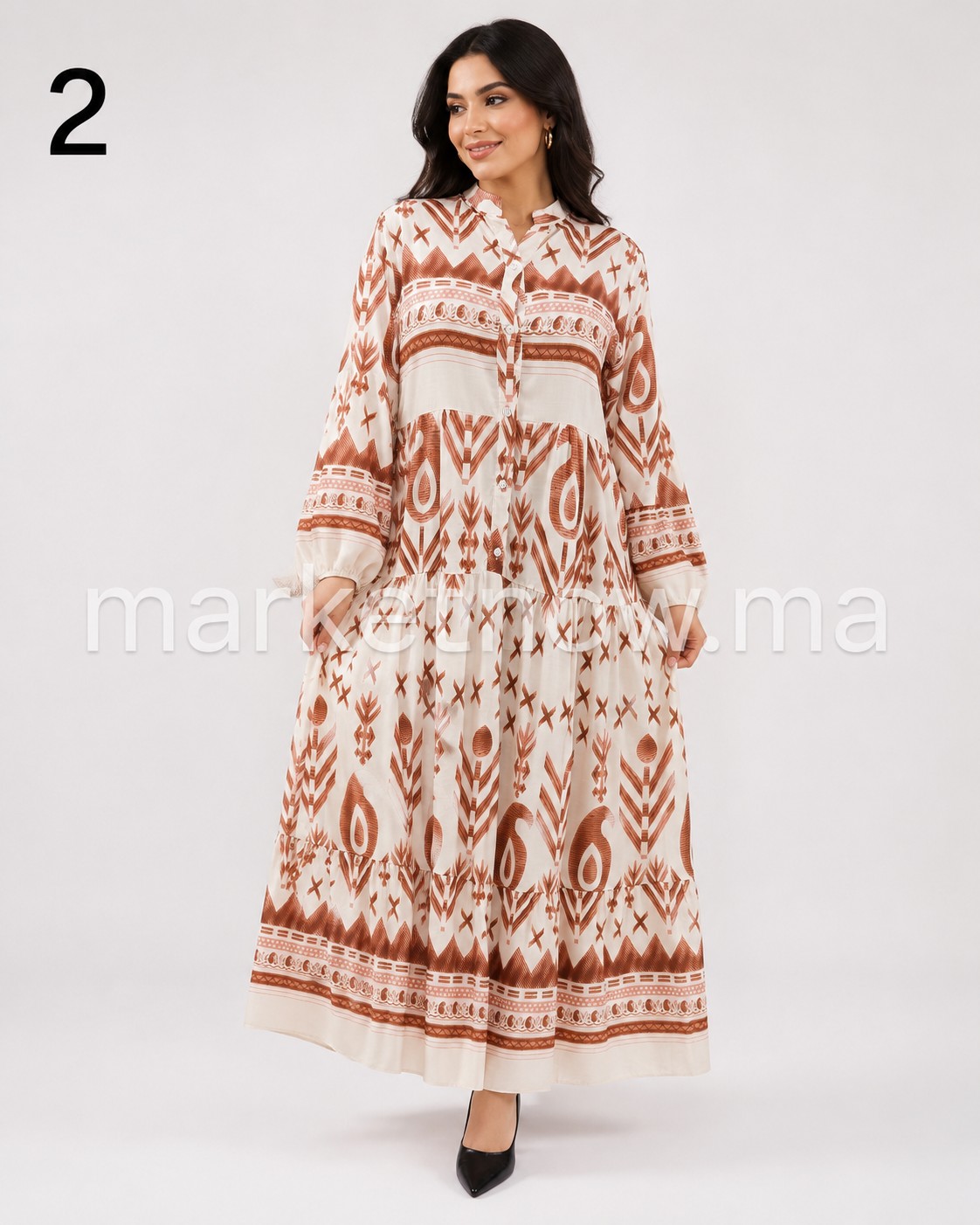 Robe Longue d’Été Femme en Tissu Lolan Khit – كسوة صيفية طويلة بفصالة أنيقة | Tailles S à 3XL