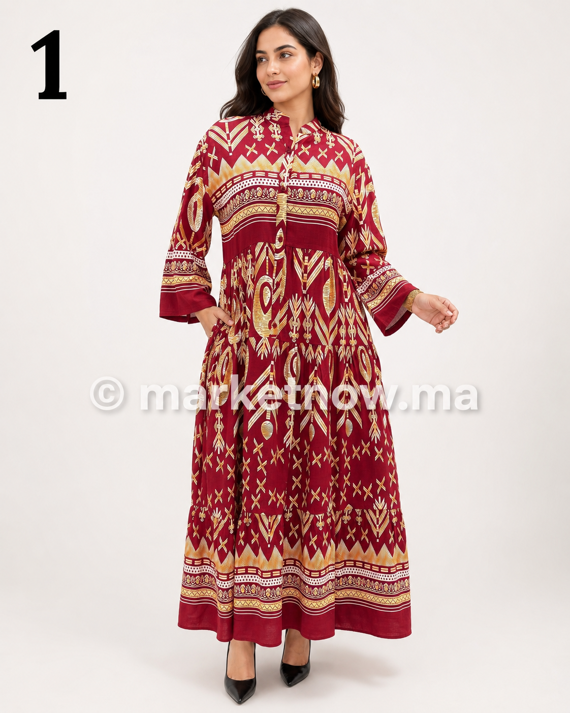 Robe Longue d’Été Femme en Tissu Lolan Khit – كسوة صيفية طويلة بفصالة أنيقة | Tailles S à 3XL