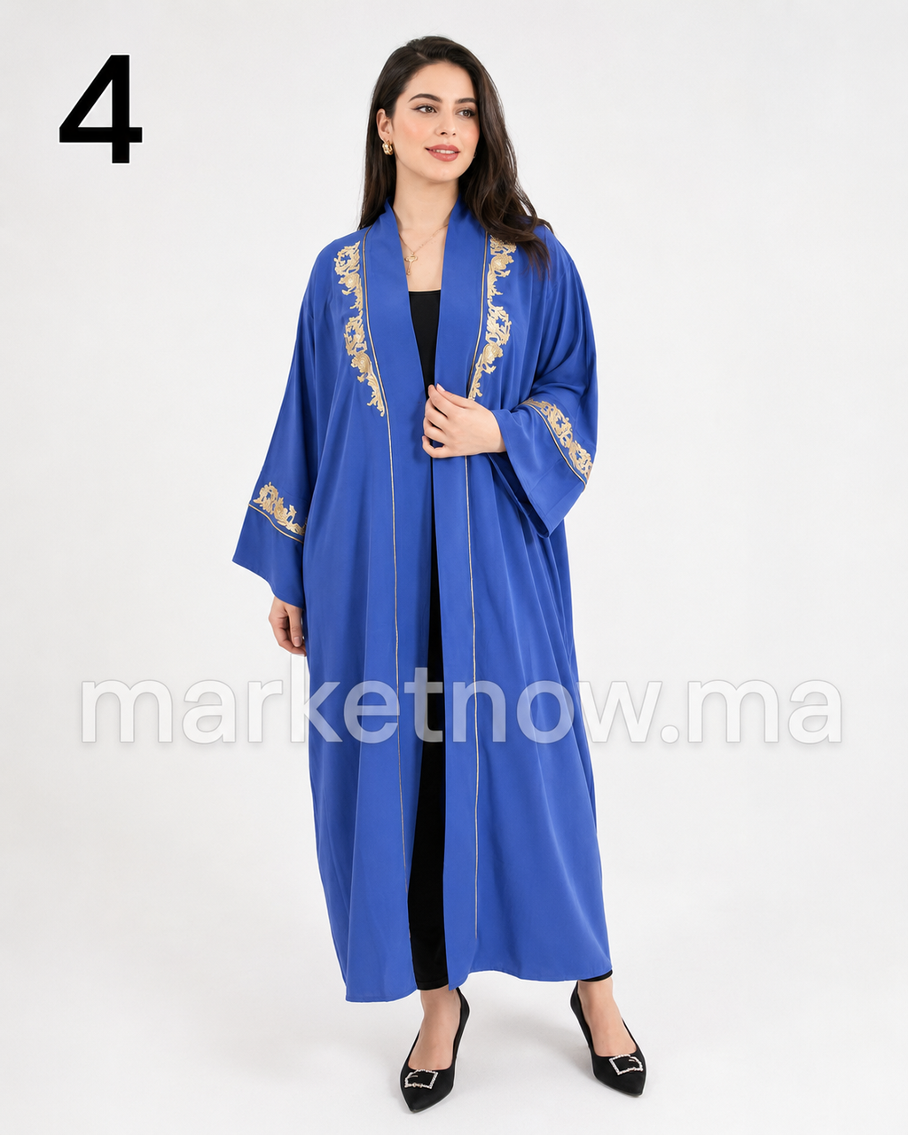 Kimono Femme Élégant en Tissu Premium avec Broderie Dorée – Taille Standard | كيمونو نسائي مطرز بتوب ممتاز