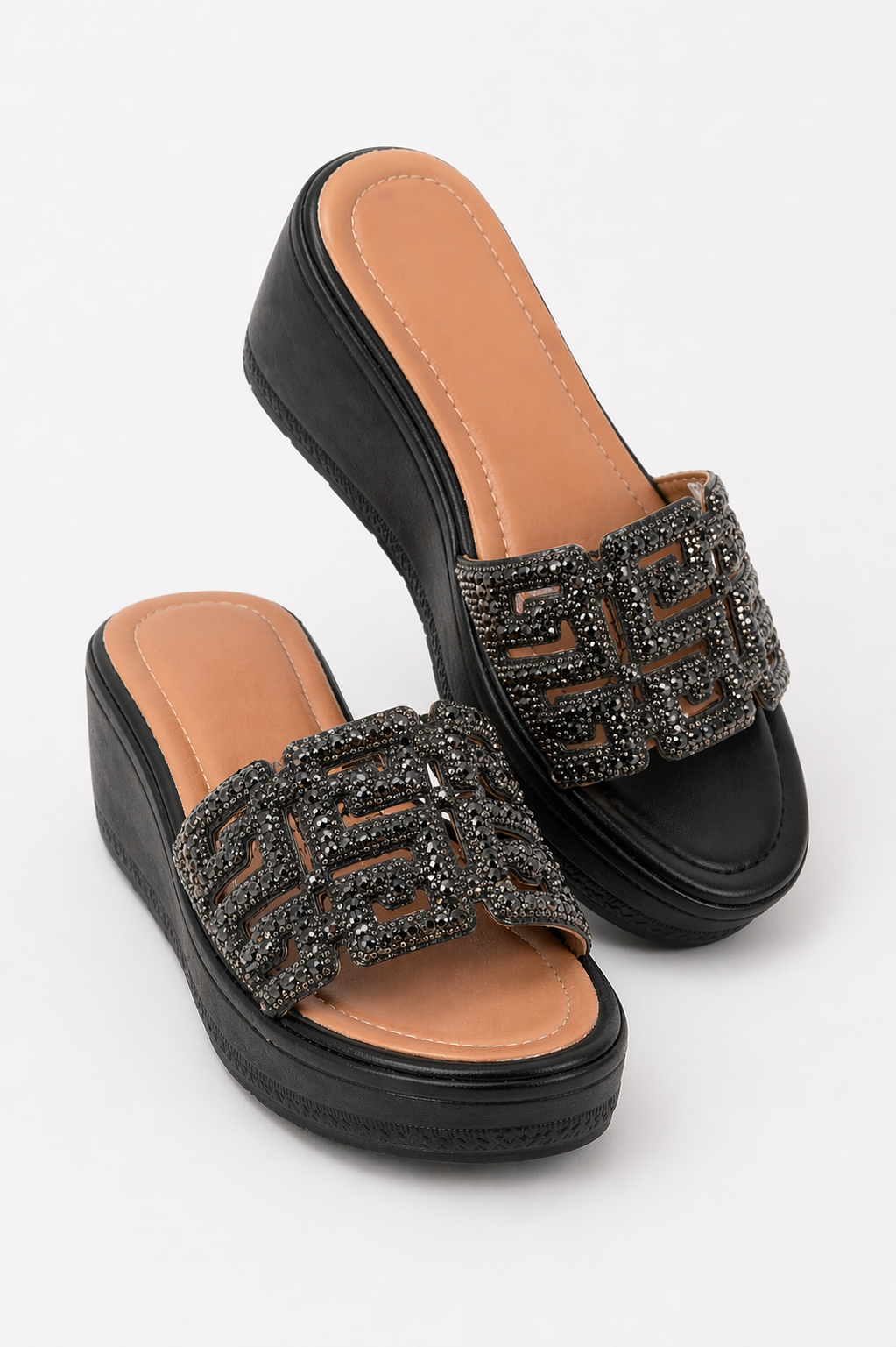 Sabot Femme Compensé Strass Luxe 5cm – Chaussures Été Confort Premium | سابو نسائي بكعب مريح مرصع الماظ ستايل صيفي فاخر