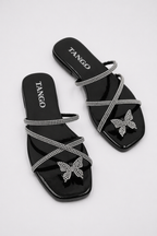 Sandales Femme Été Papillon Strass – Mules Plates Élégantes & Confortables | مقاس 37-41