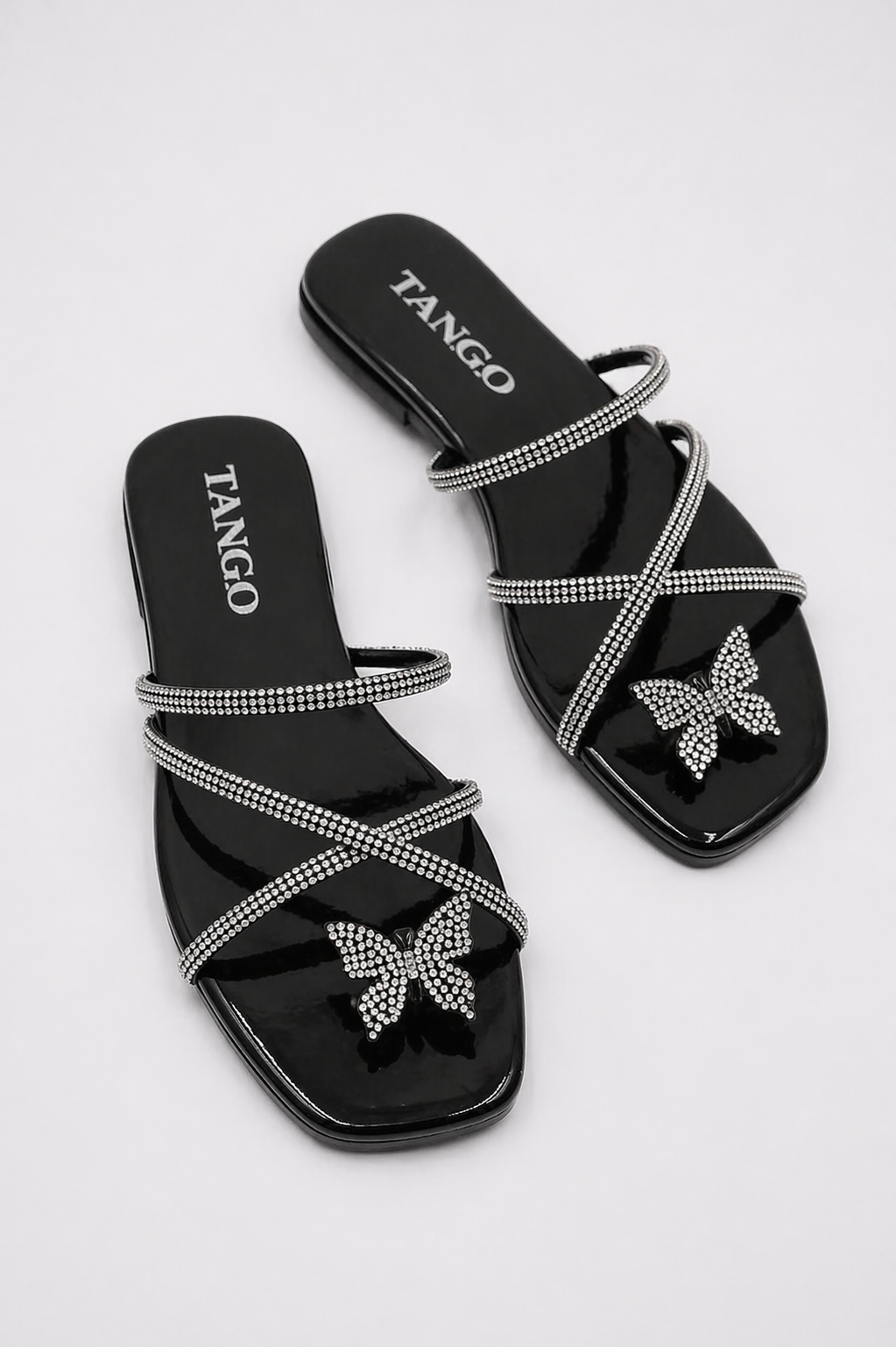 Sandales Femme Été Papillon Strass – Mules Plates Élégantes & Confortables | مقاس 37-41