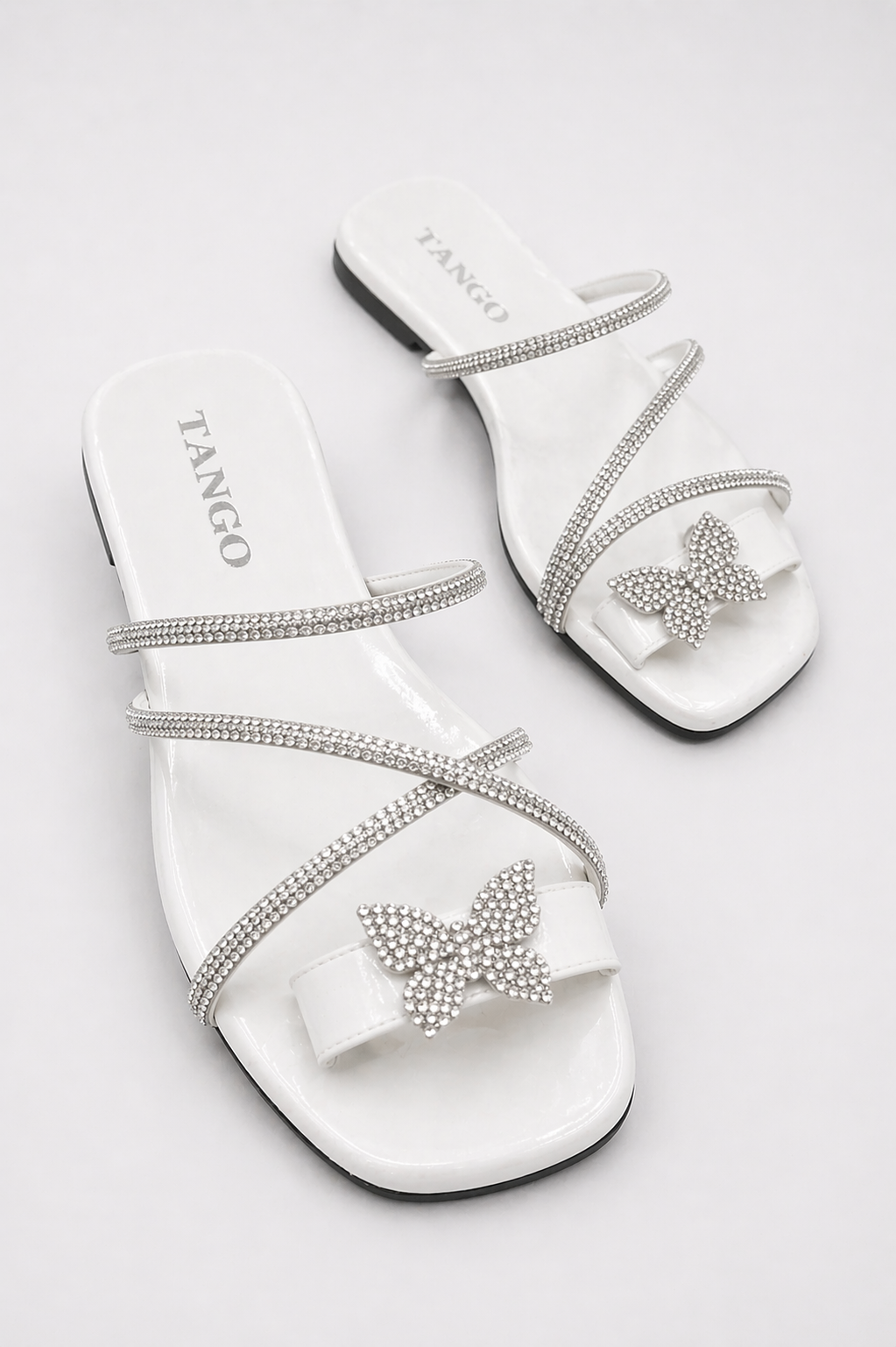 Sandales Femme Été Papillon Strass – Mules Plates Élégantes & Confortables | مقاس 37-41