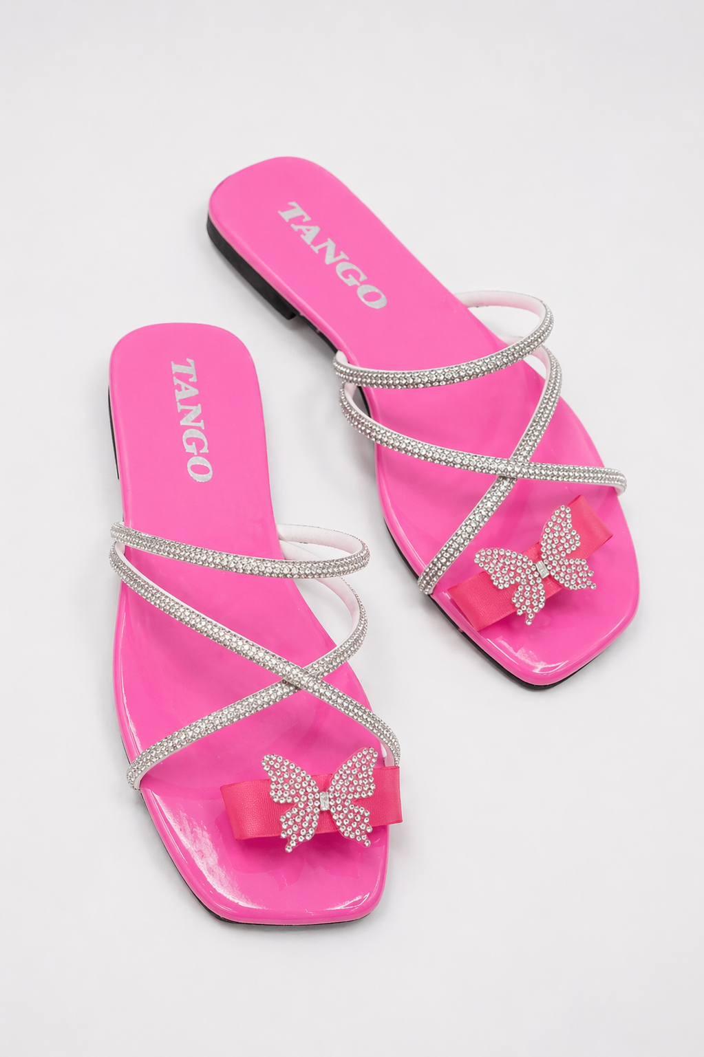 Sandales Femme Été Papillon Strass – Mules Plates Élégantes & Confortables | مقاس 37-41