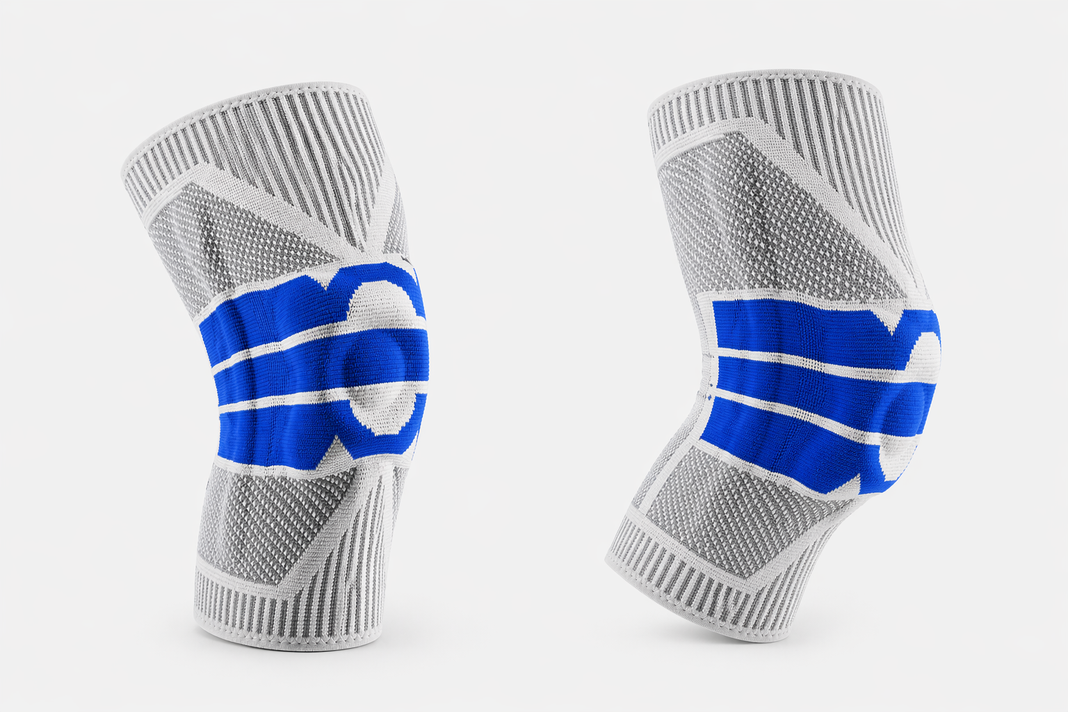 Genouillère Orthopédique de Compression (Lot de 2) – Support Genou Sport, Stabilisateur Rotule avec Silicone Anti-Choc & Ressorts Latéraux