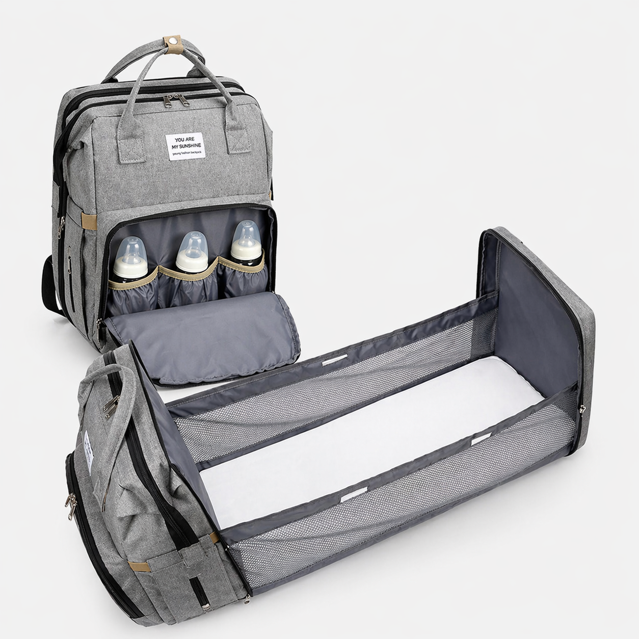 Sac à Dos Maternité Multifonction 3 en 1 avec Lit Bébé Portable – Sac à Langer Grande Capacité Étanche & Organiseur Voyage Bébé