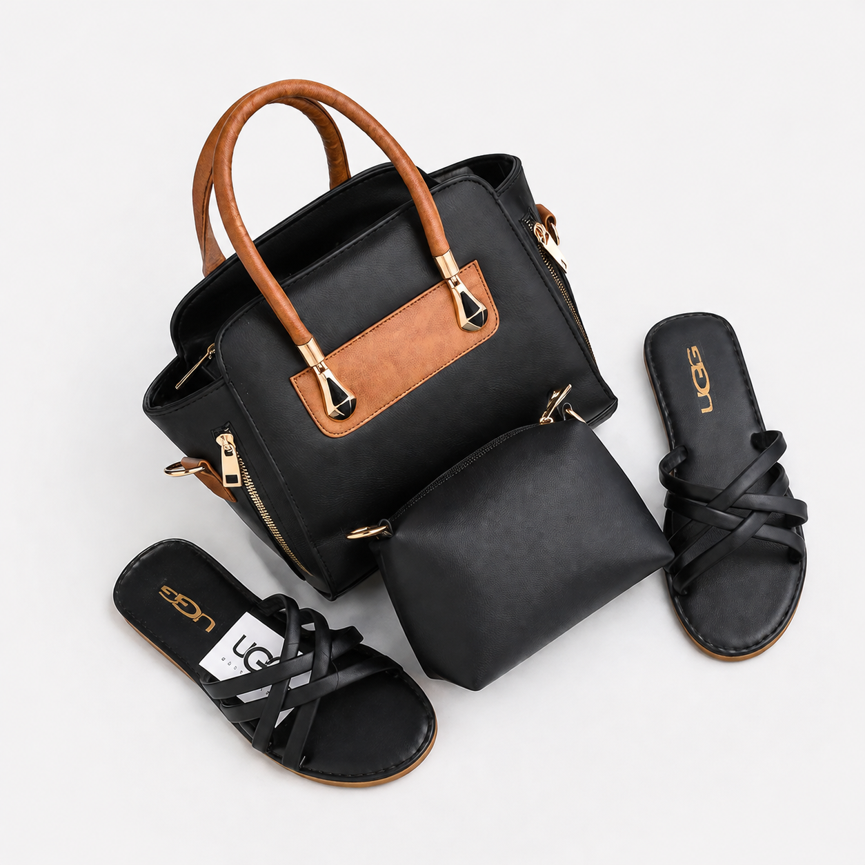 Sac à Main Femme Caramel + Sandales Confortables – Pack Élégant Chic Été 2026 | Mode Femme Maroc