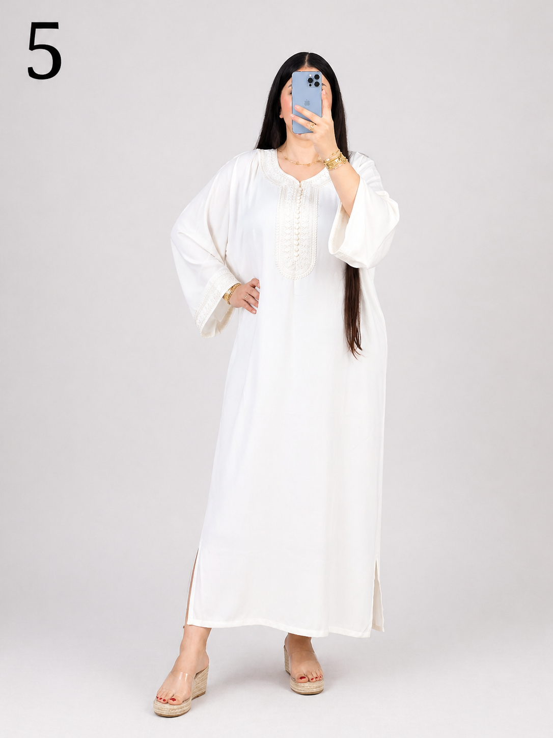 Kandoura Femme 2026 Luxe – Robe Marocaine Élégante en Tissu Rouza Première Qualité | Caftan Moderne Chic Maroc