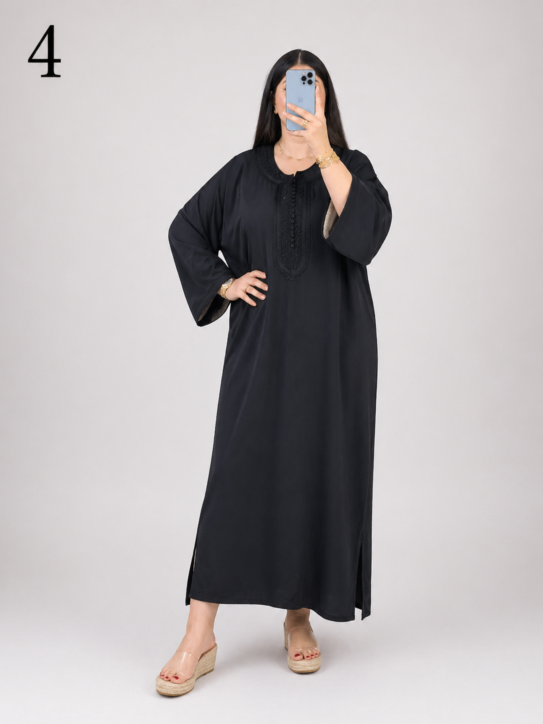 Kandoura Femme 2026 Luxe – Robe Marocaine Élégante en Tissu Rouza Première Qualité | Caftan Moderne Chic Maroc