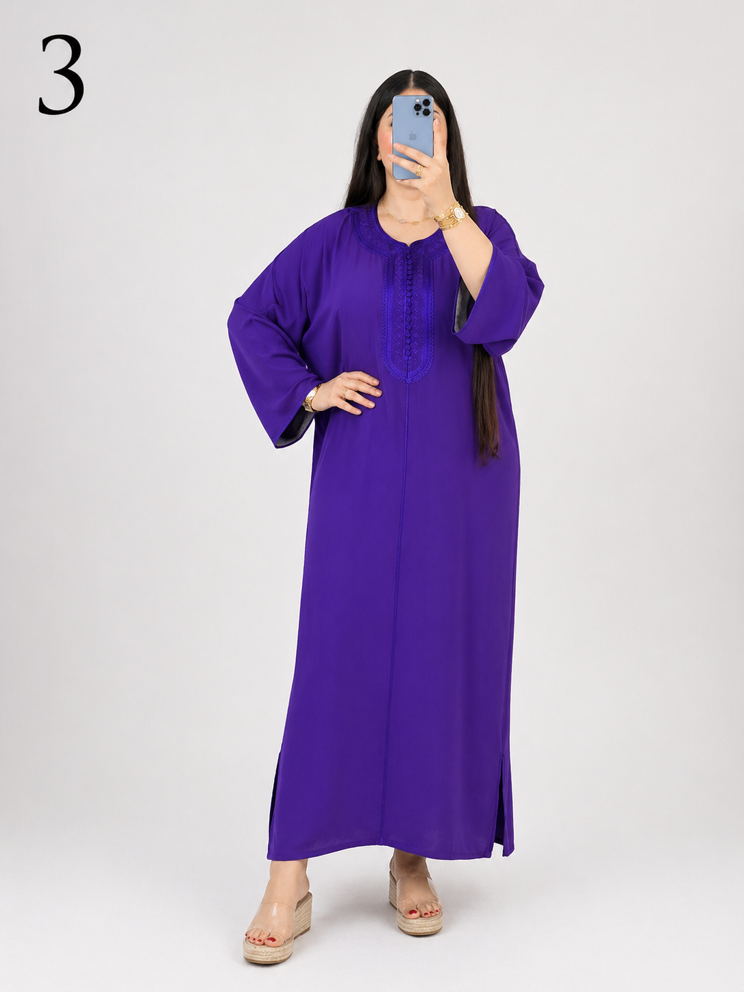 Kandoura Femme 2026 Luxe – Robe Marocaine Élégante en Tissu Rouza Première Qualité | Caftan Moderne Chic Maroc