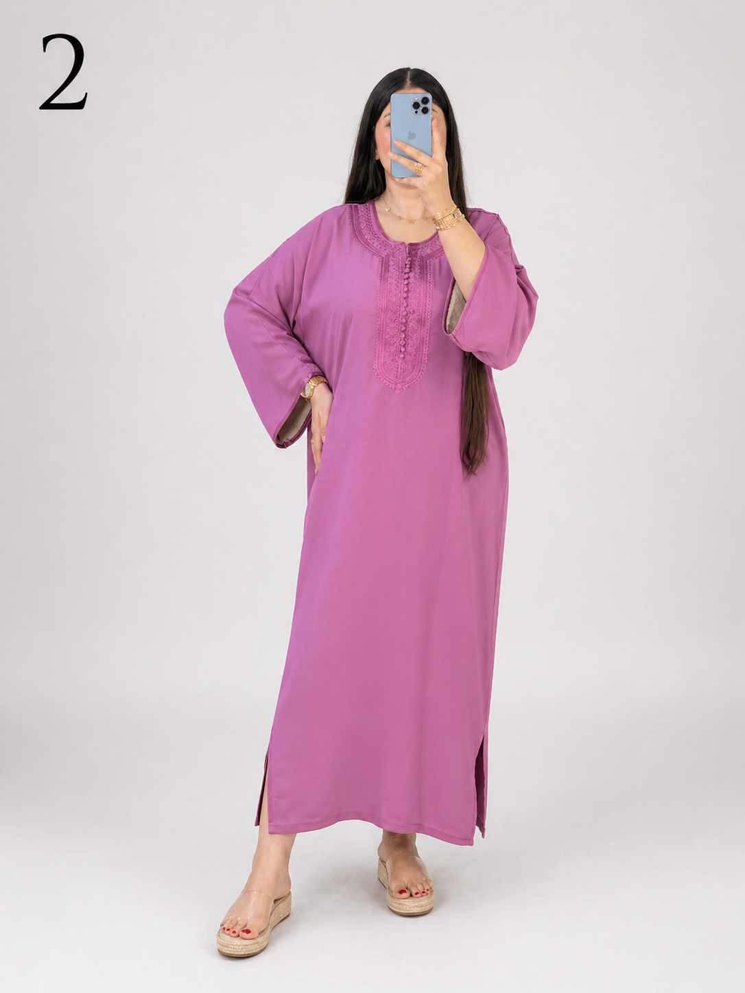 Kandoura Femme 2026 Luxe – Robe Marocaine Élégante en Tissu Rouza Première Qualité | Caftan Moderne Chic Maroc