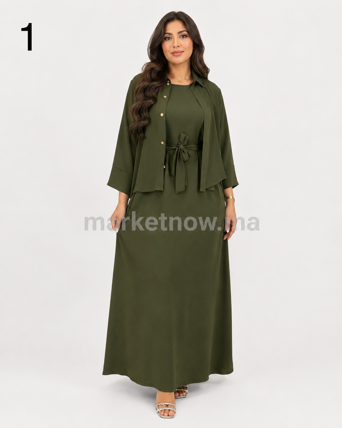 Ensemble Femme Top Zoom 2 Pièces – Robe Longue avec Surchemise Élégante