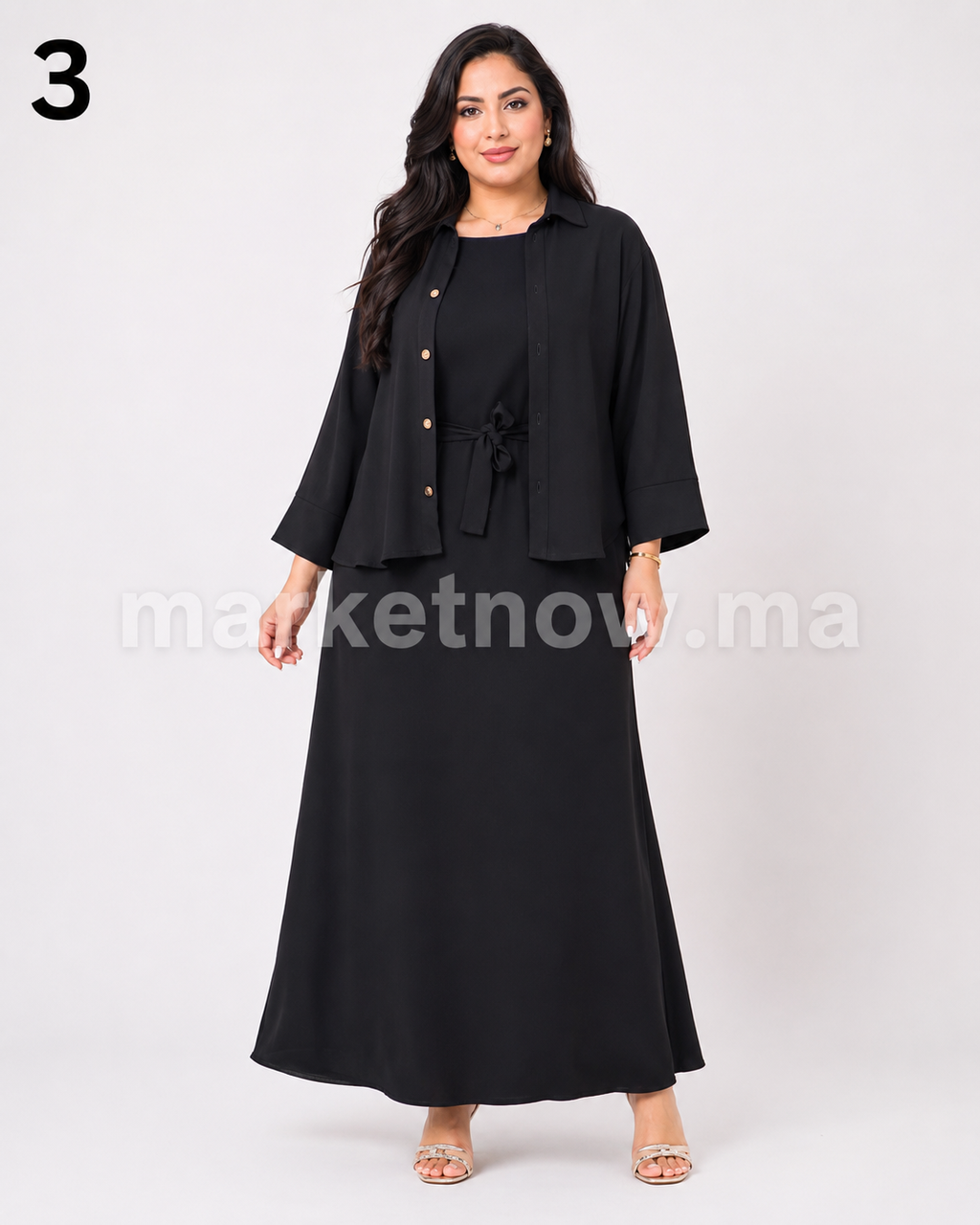 Ensemble Femme Top Zoom 2 Pièces – Robe Longue avec Surchemise Élégante