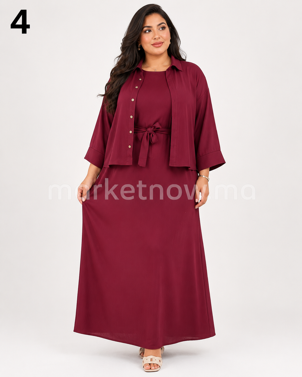 Ensemble Femme Top Zoom 2 Pièces – Robe Longue avec Surchemise Élégante
